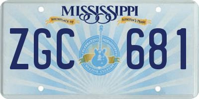 MS license plate ZGC681