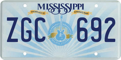 MS license plate ZGC692