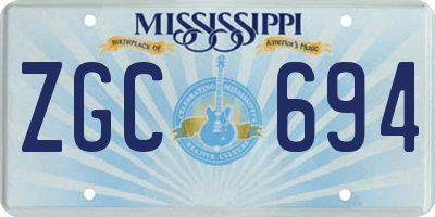 MS license plate ZGC694