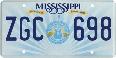 MS license plate ZGC698
