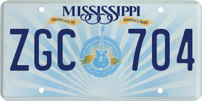 MS license plate ZGC704