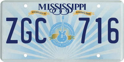 MS license plate ZGC716