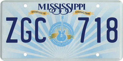 MS license plate ZGC718