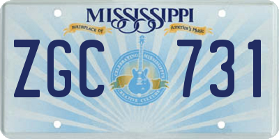 MS license plate ZGC731