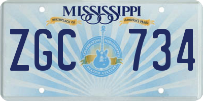 MS license plate ZGC734