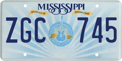 MS license plate ZGC745