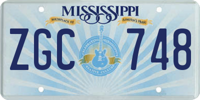 MS license plate ZGC748
