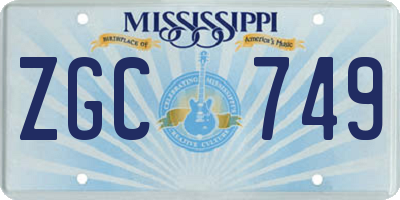 MS license plate ZGC749