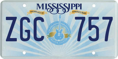 MS license plate ZGC757