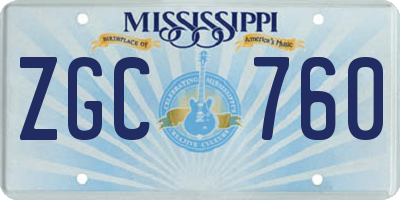 MS license plate ZGC760
