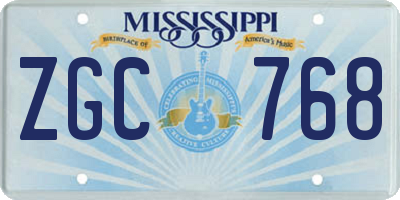 MS license plate ZGC768