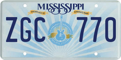 MS license plate ZGC770