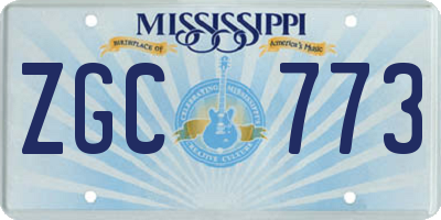 MS license plate ZGC773