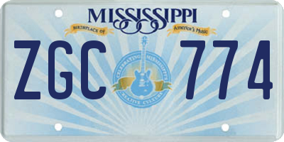 MS license plate ZGC774