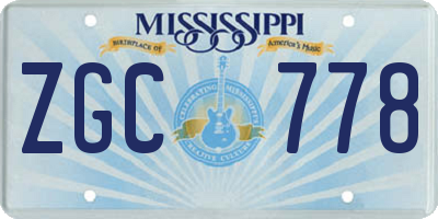 MS license plate ZGC778