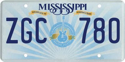 MS license plate ZGC780