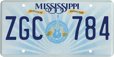 MS license plate ZGC784