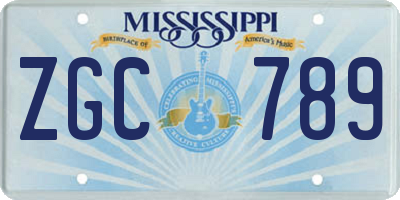 MS license plate ZGC789