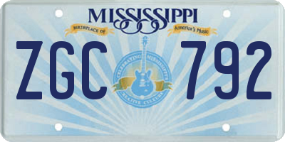MS license plate ZGC792