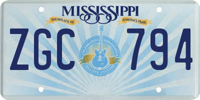 MS license plate ZGC794