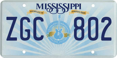 MS license plate ZGC802