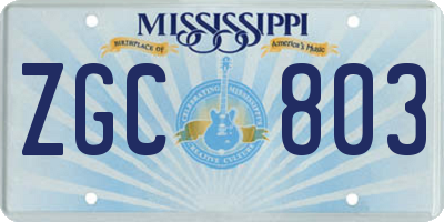 MS license plate ZGC803