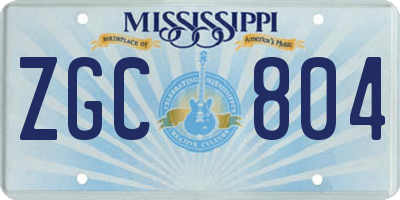 MS license plate ZGC804