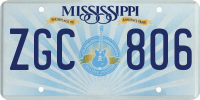 MS license plate ZGC806
