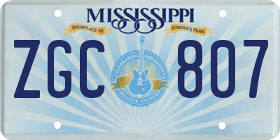 MS license plate ZGC807