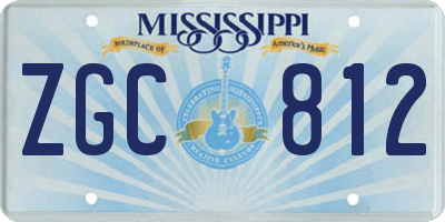 MS license plate ZGC812