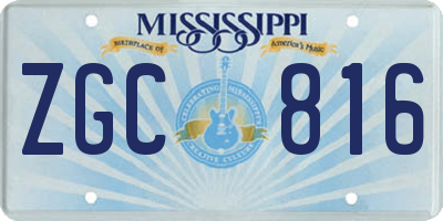 MS license plate ZGC816