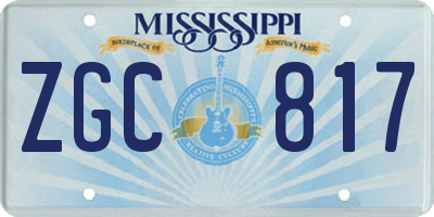 MS license plate ZGC817