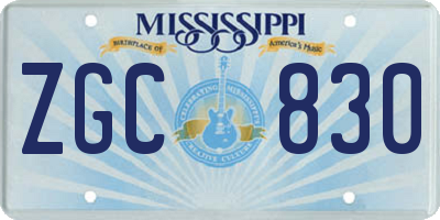 MS license plate ZGC830