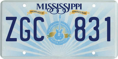 MS license plate ZGC831