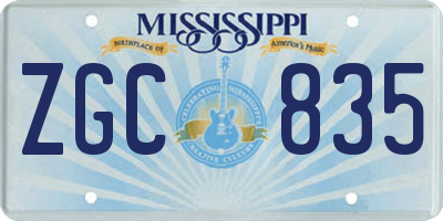 MS license plate ZGC835