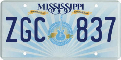 MS license plate ZGC837