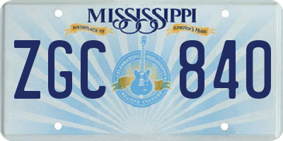 MS license plate ZGC840