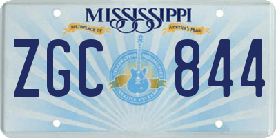 MS license plate ZGC844