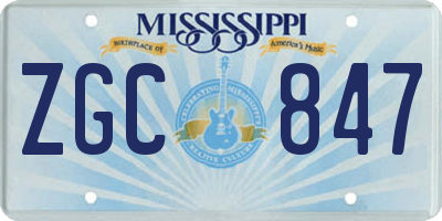 MS license plate ZGC847