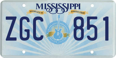 MS license plate ZGC851