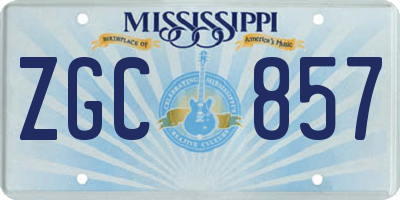 MS license plate ZGC857