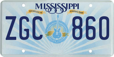 MS license plate ZGC860