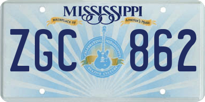 MS license plate ZGC862