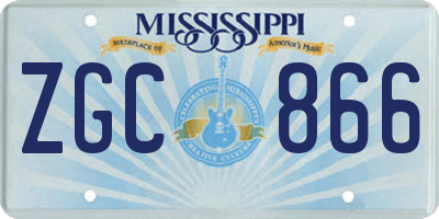 MS license plate ZGC866