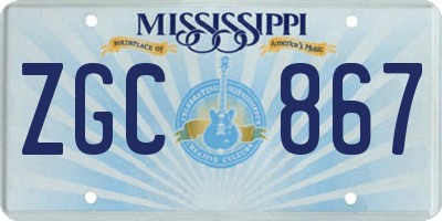 MS license plate ZGC867