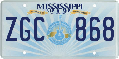 MS license plate ZGC868