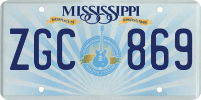 MS license plate ZGC869
