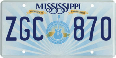 MS license plate ZGC870
