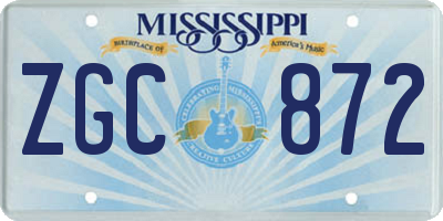 MS license plate ZGC872