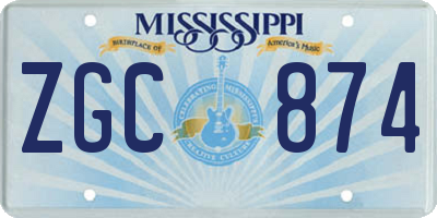 MS license plate ZGC874